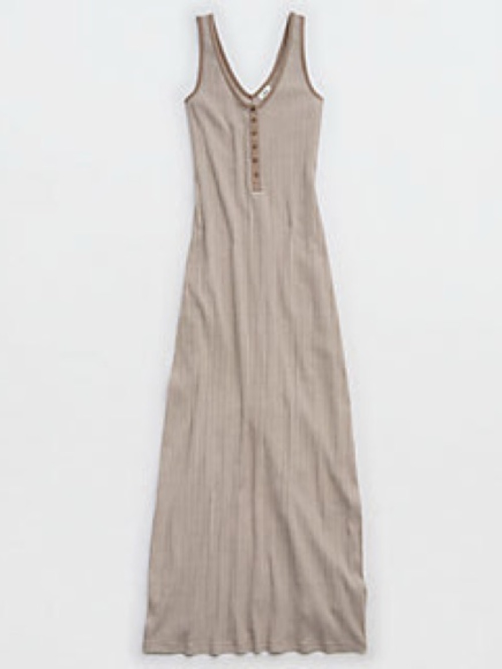 Ribbed Maxi Tank Dress in Light Taupe and White
